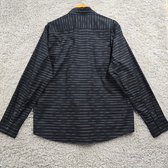Ike Behar Shirt Mens XL Black Stripe Button Up Long Sleeve Office Staple Classic - Picture 9 of 13